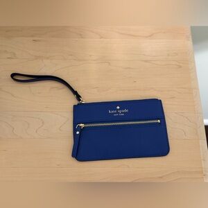 Kate Spade Royal Blue Wristlet with Gold Accents